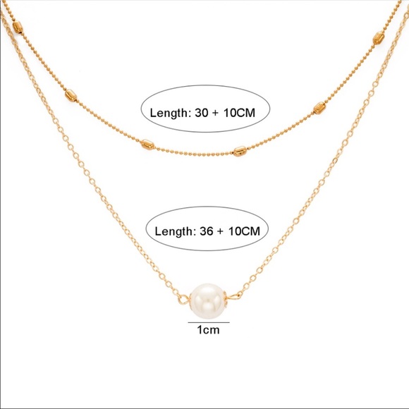 2Layer Pearl Necklace Gold - Picture 4 of 4